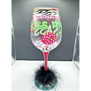 16 Oz Hand Painted Wine Glass "Sassy And Southern"  "Kiss My Sass"
